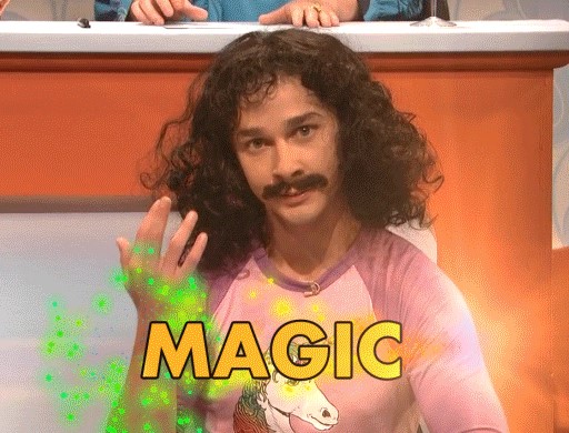 Man in unicron shirt saying 'magic'