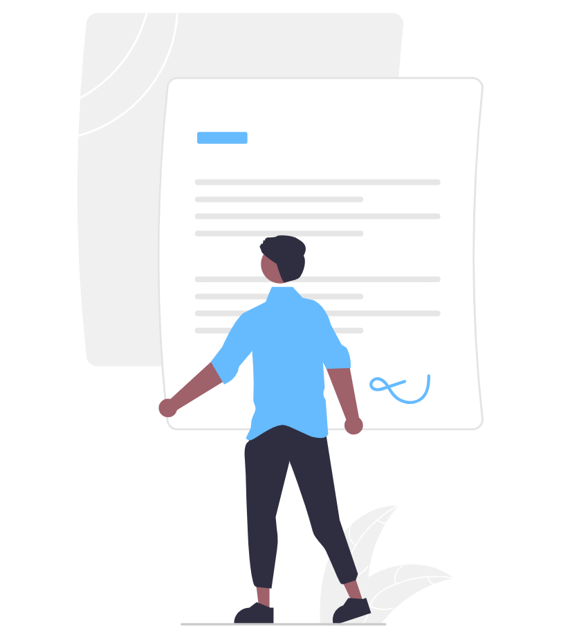 A person reviewing a contract